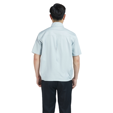 夏季立領純色半袖工作服