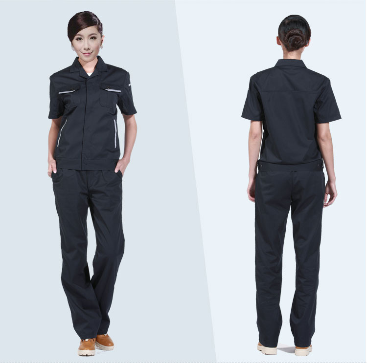深藍短袖滌棉工作服
