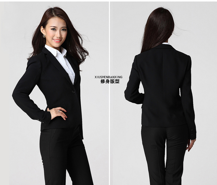 豎紋雙扣女西裝
